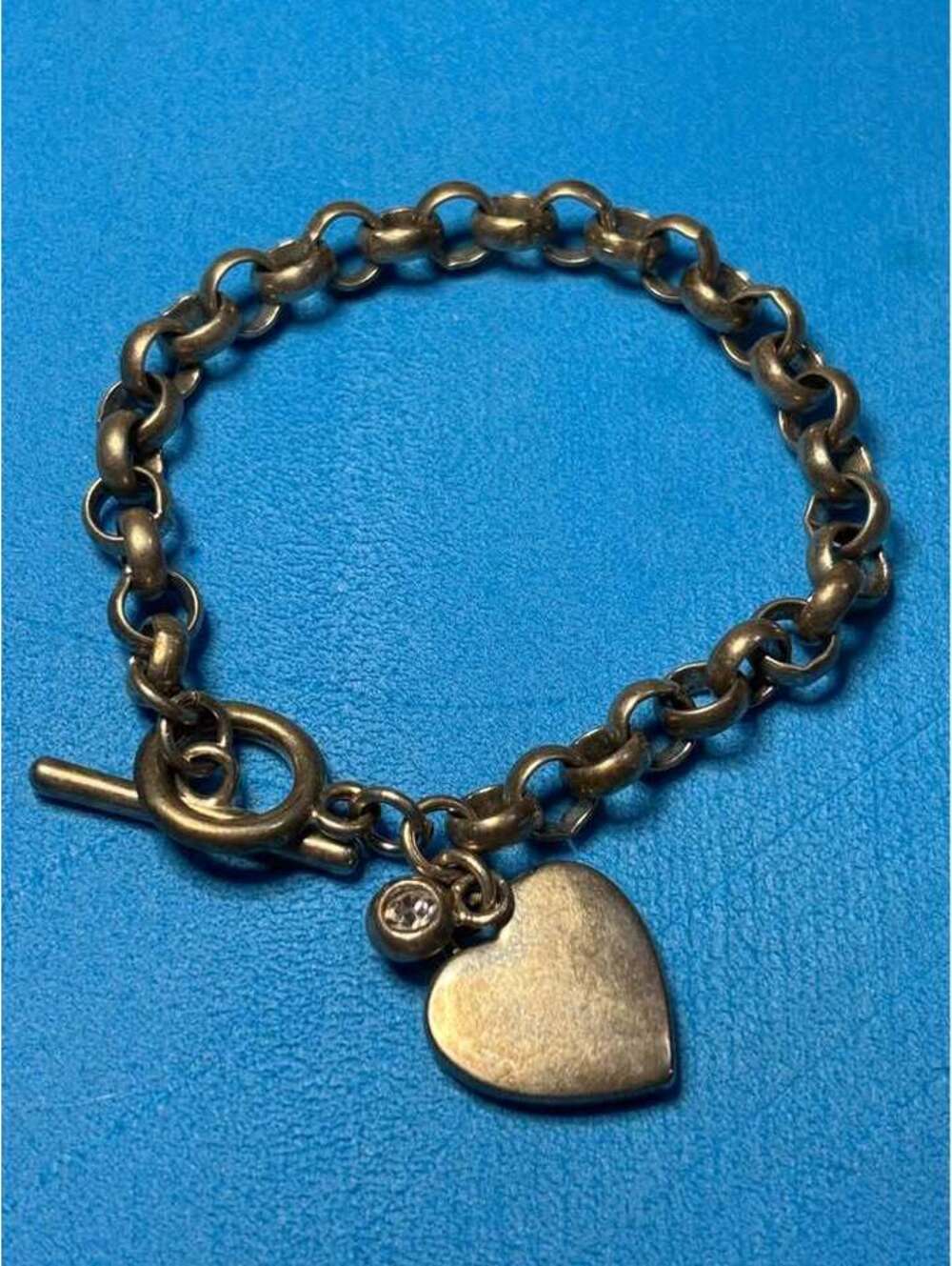 Silver Heart Charm Toggle Bracelet